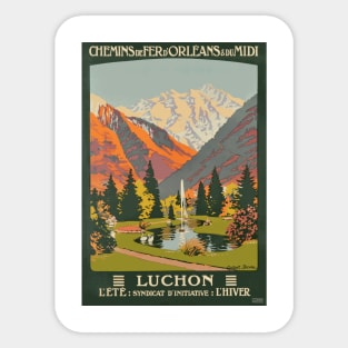 Luchon France - Vintage French Travel Poster Design Sticker